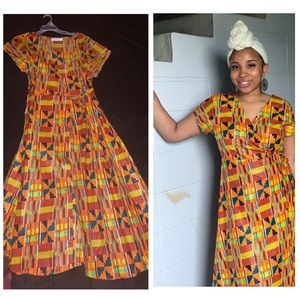 African orange Tie dress